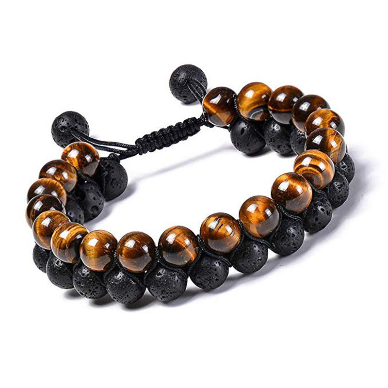 Tiger Eye Couples Bracelets Matte Black Agate Beads Bracelet - Hobbies and Topics