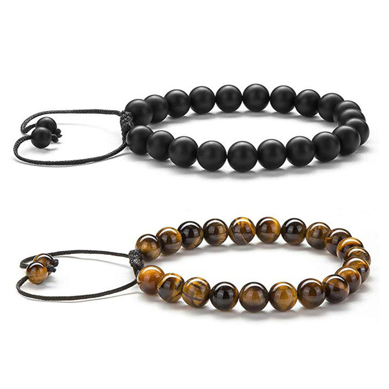 Tiger Eye Couples Bracelets Matte Black Agate Beads Bracelet - Hobbies and Topics