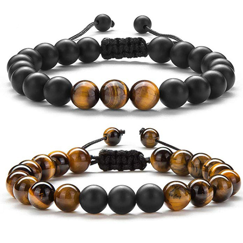 Tiger Eye Couples Bracelets Matte Black Agate Beads Bracelet - Hobbies and Topics