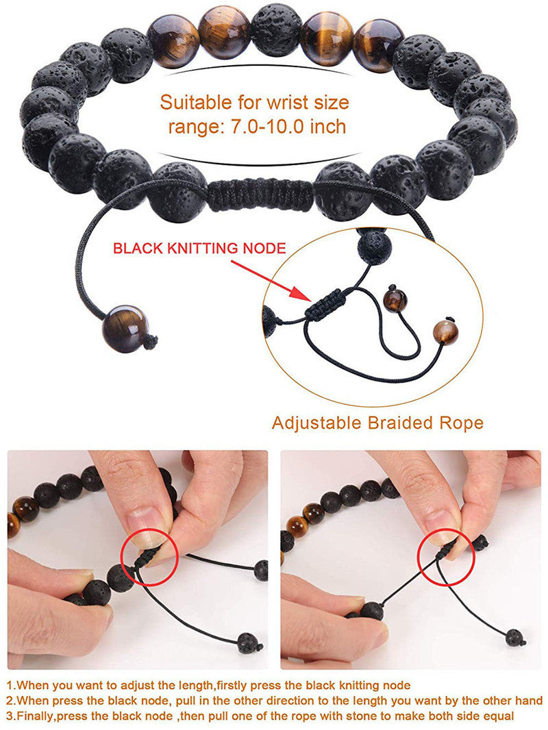 Tiger Eye Couples Bracelets Matte Black Agate Beads Bracelet - Hobbies and Topics