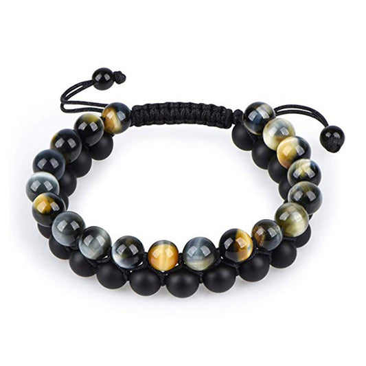 Tiger Eye Couples Bracelets Matte Black Agate Beads Bracelet - Hobbies and Topics