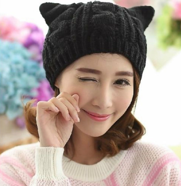 Hand Made Knitted Cat Ear Beanie - Hobbies and Topics