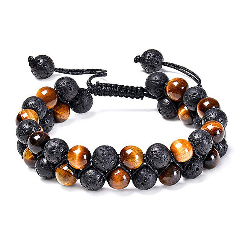 Tiger Eye Couples Bracelets Matte Black Agate Beads Bracelet - Hobbies and Topics
