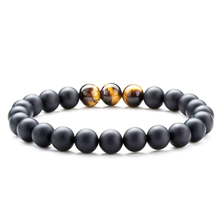 Tiger Eye Couples Bracelets Matte Black Agate Beads Bracelet - Hobbies and Topics