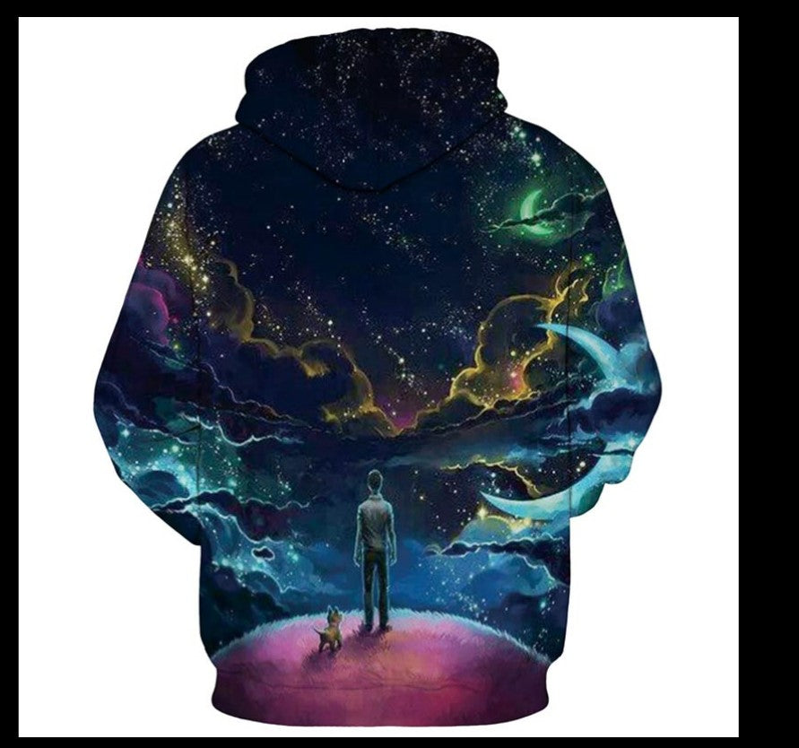 Guy Looking At Space Hoodie - Hobbies and Topics